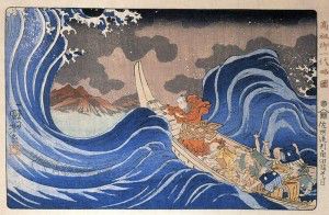 Nichiren crosses the sea to Sado
